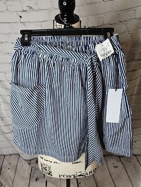 Deja Bleu Cotton Blend Faux Wrap Blue/White Striped Skort NWT Sz Large (Junior)